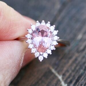 New Beautiful Pink Morganite Ring Sterling Silver 925 , May birthstone